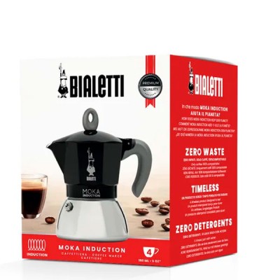 Cafetera Moka Inducción 4 Tazas Negra Bialetti en Fanatico Café