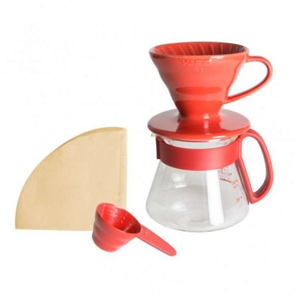 V60 02 Coffee Server Set Red Hario en Fanatico Café